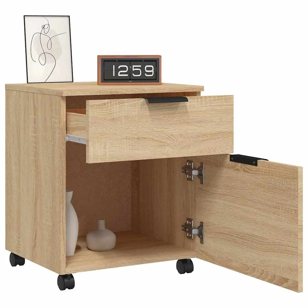 Brown Mobile File Cabinet with Wheels for Easy Storage