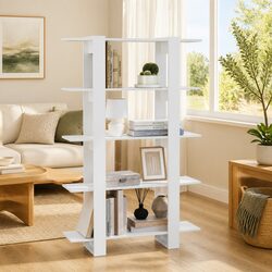 Charming White Book Cabinet Room Divider 100x30x160cm