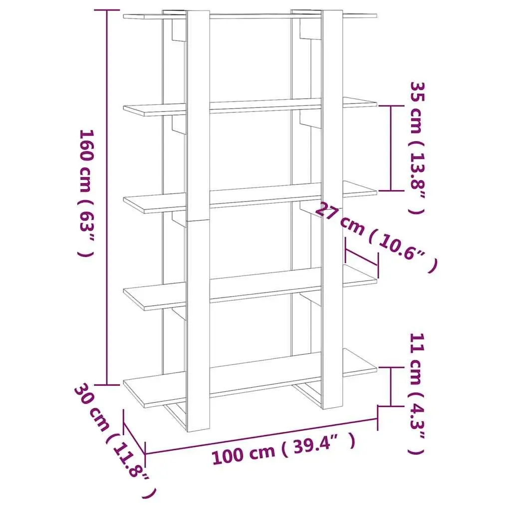 Black Book Cabinet Room Divider Bookshelf Storage Shelving Unit 100x30x160cm