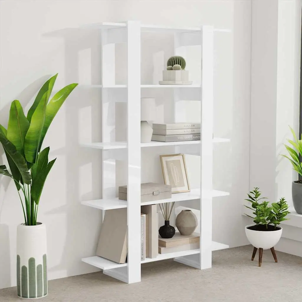 High Gloss White Book Cabinet Room Divider Bookshelf Storage 100x30x160cm