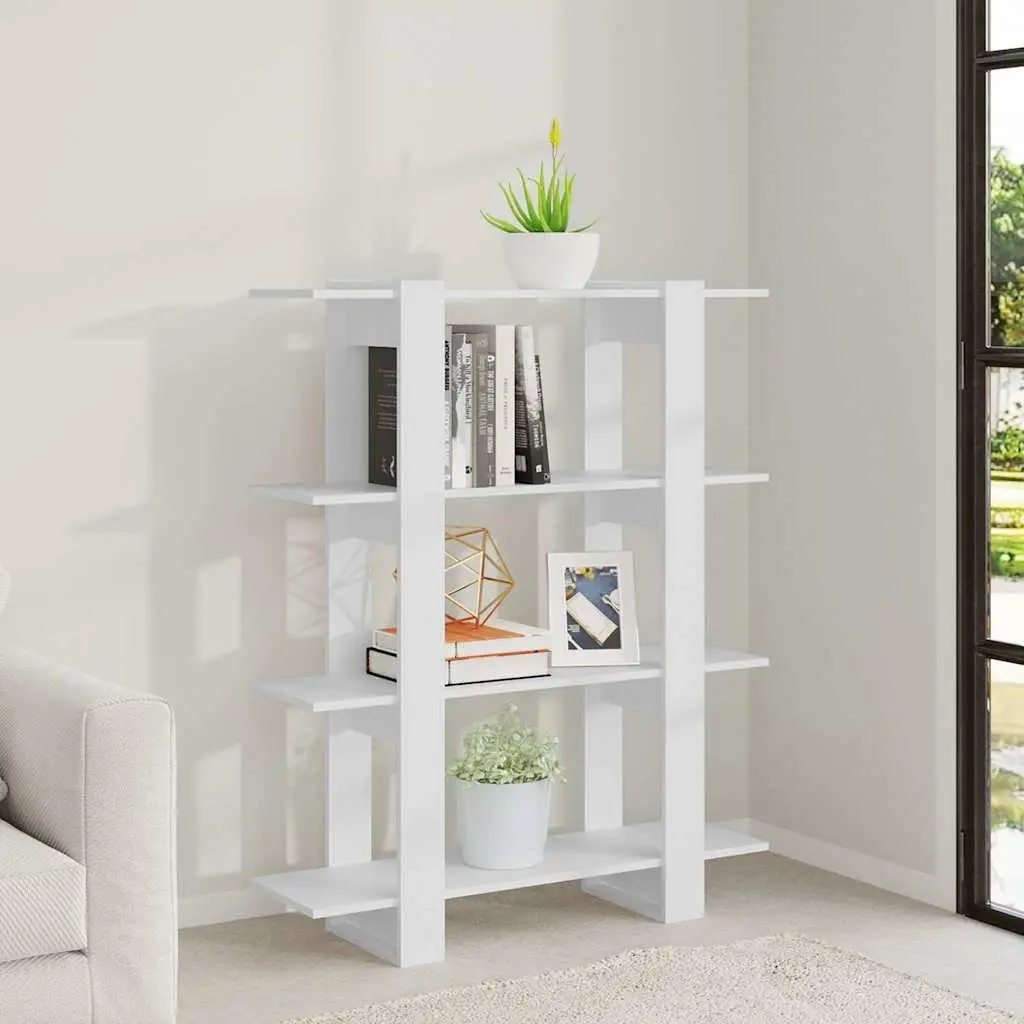 Book Cabinet Room Divider White Shelving Storage Organiser Display Stand Shelf 100W x 30D x 123.5H cm