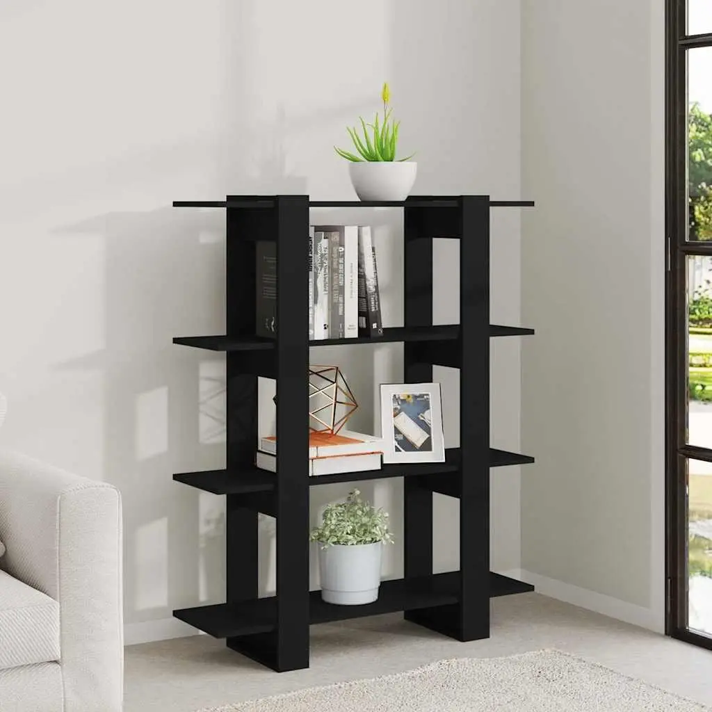 Black Book Cabinet Standing Shelf Storage Organizer Room Divider Bookcase 100cm x 30cm x 123.5cm