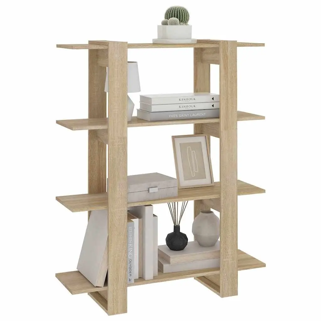 Book Cabinet Room Divider Shelving Unit Storage Bookcase Sonoma Oak Brown 100W x 30D x 123.5H cm