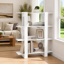 Elegant High Gloss White Book Cabinet and Room Divider