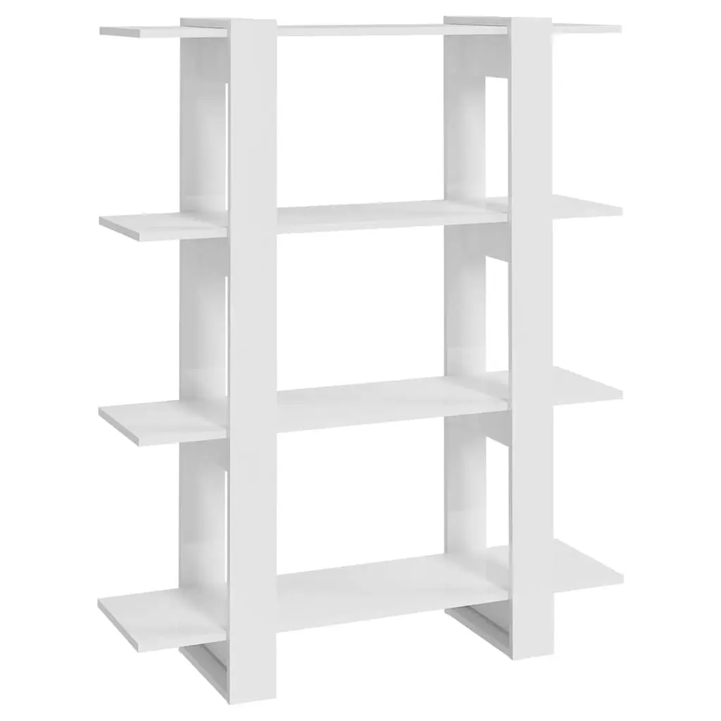 Book Cabinet Room Divider High Gloss White 100 x 30 x 123.5 cm Storage Shelving Unit