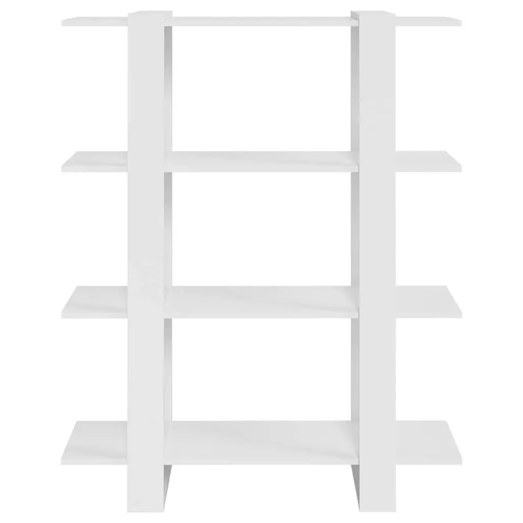 Book Cabinet Room Divider High Gloss White 100 x 30 x 123.5 cm Storage Shelving Unit