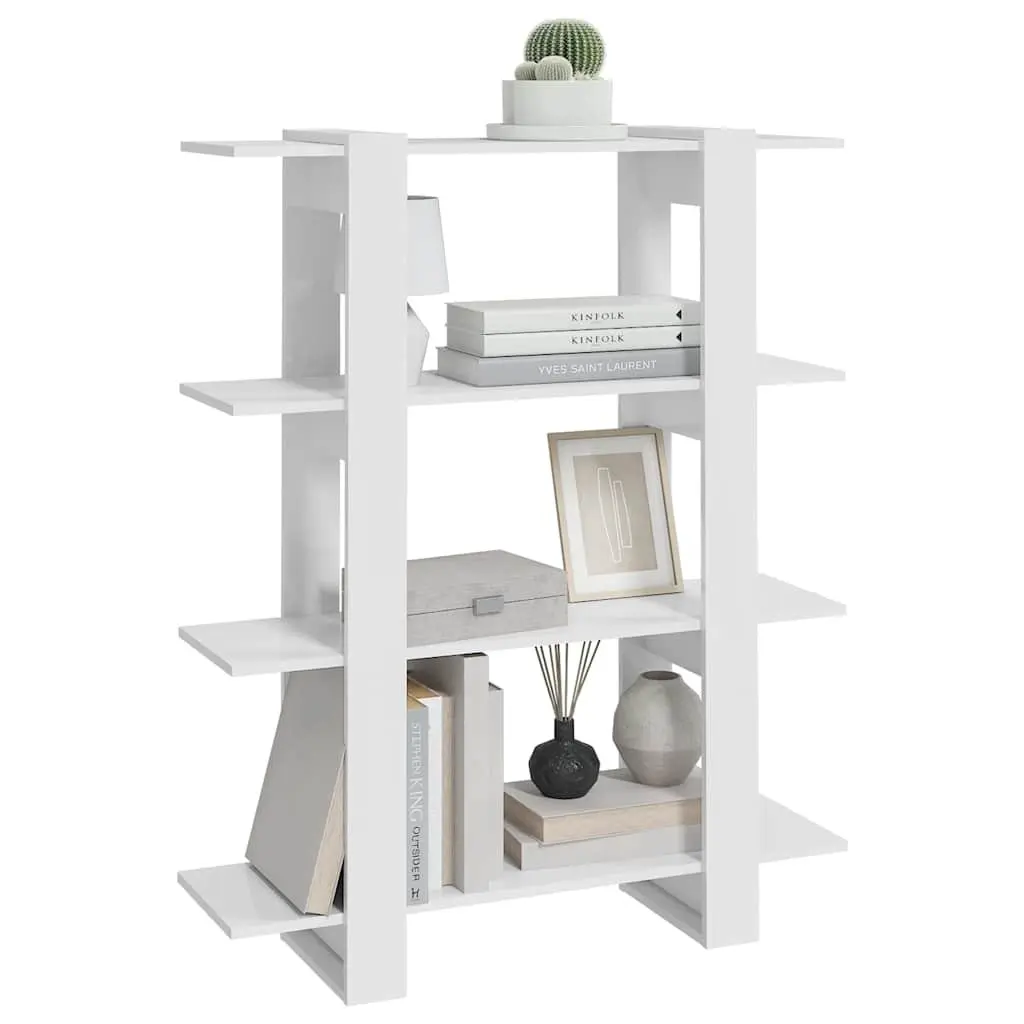 Book Cabinet Room Divider High Gloss White 100 x 30 x 123.5 cm Storage Shelving Unit