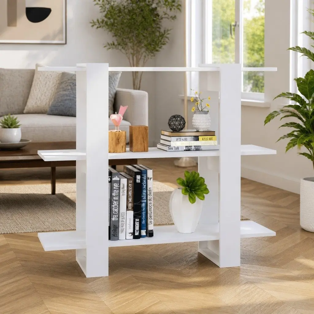 White Book Cabinet Room Divider Shelving Unit Storage Organiser