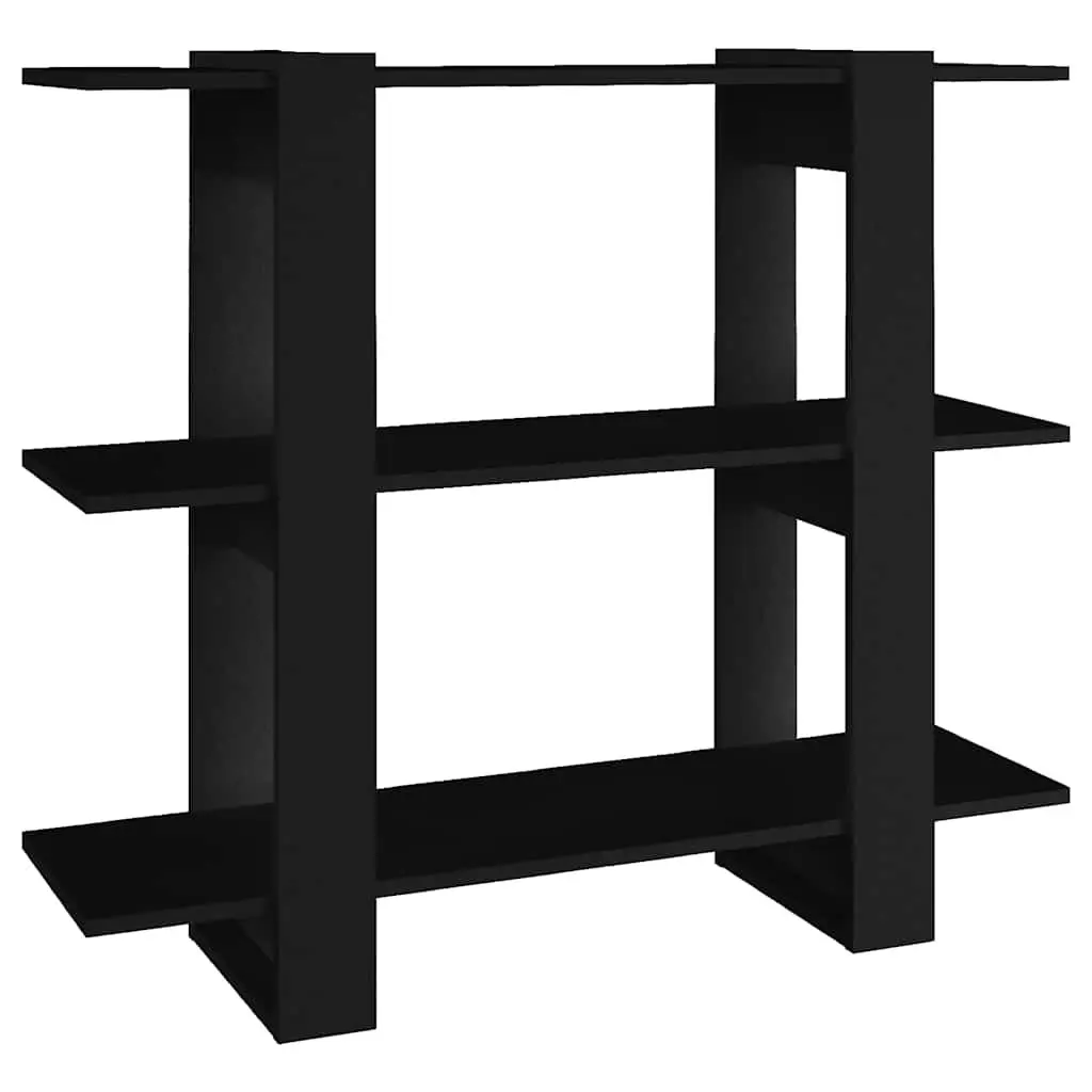 Black Bookshelf Room Divider Storage Unit 100x30x87cm Durable Organizer for Home Furniture