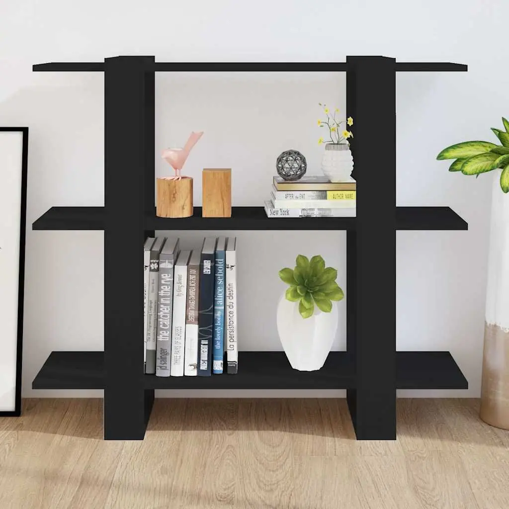 Black Bookshelf Room Divider Storage Unit 100x30x87cm Durable Organizer for Home Furniture