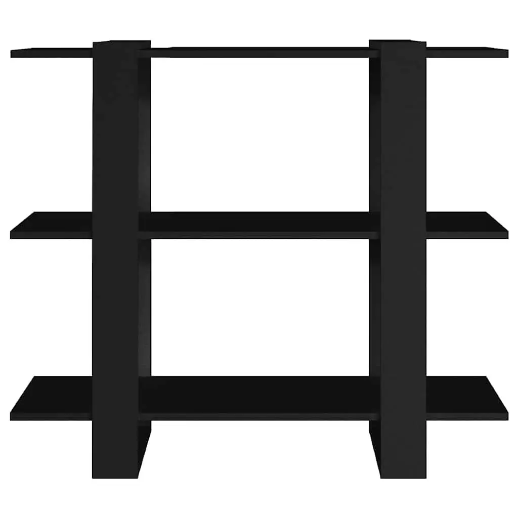 Black Bookshelf Room Divider Storage Unit 100x30x87cm Durable Organizer for Home Furniture