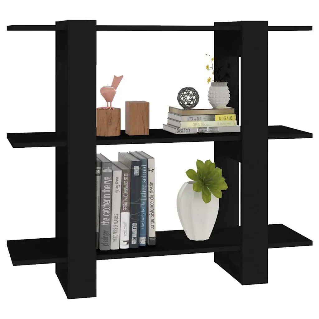 Black Bookshelf Room Divider Storage Unit 100x30x87cm Durable Organizer for Home Furniture