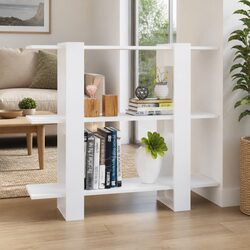 Elegant High Gloss White Book Cabinet and Room Divider