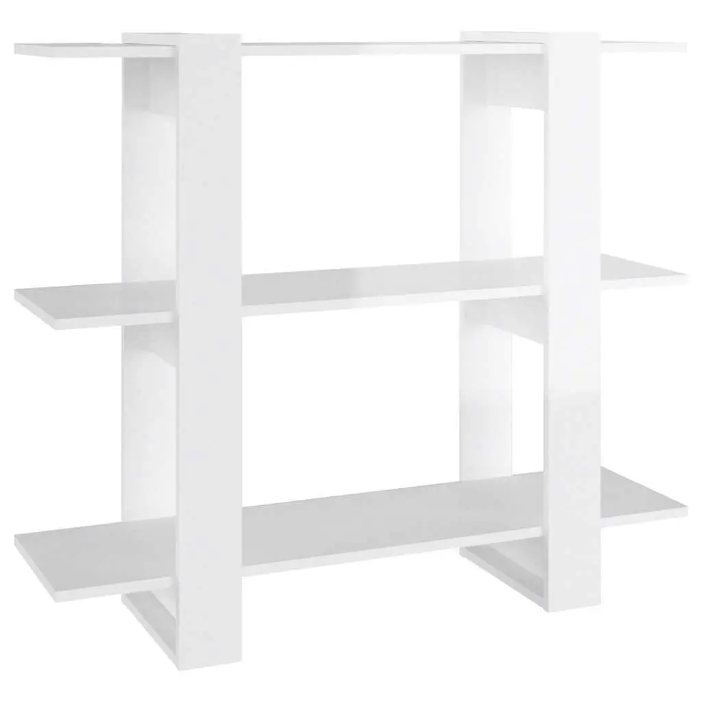 Book Cabinet High Gloss White 100W x 30D x 87H cm Storage Organiser Room Divider