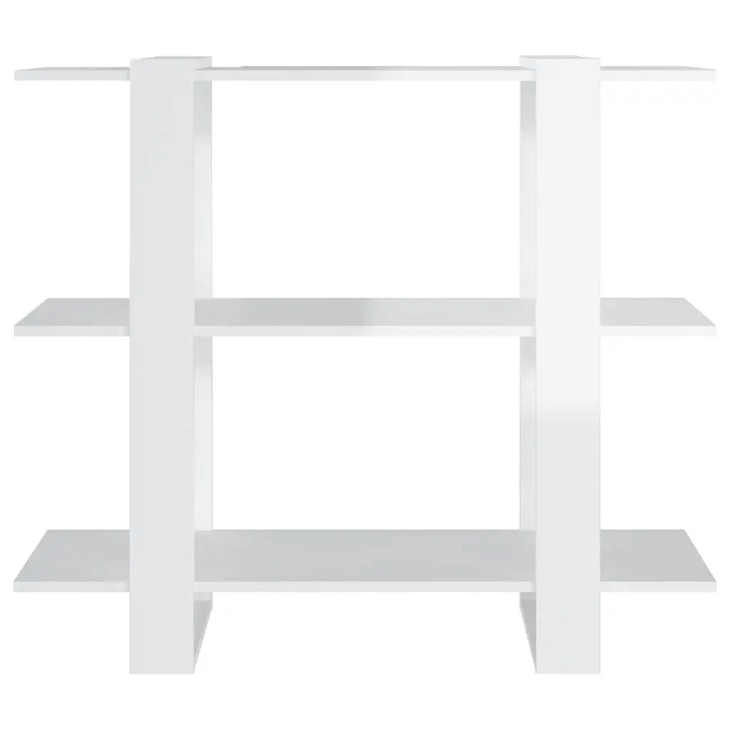 Book Cabinet High Gloss White 100W x 30D x 87H cm Storage Organiser Room Divider
