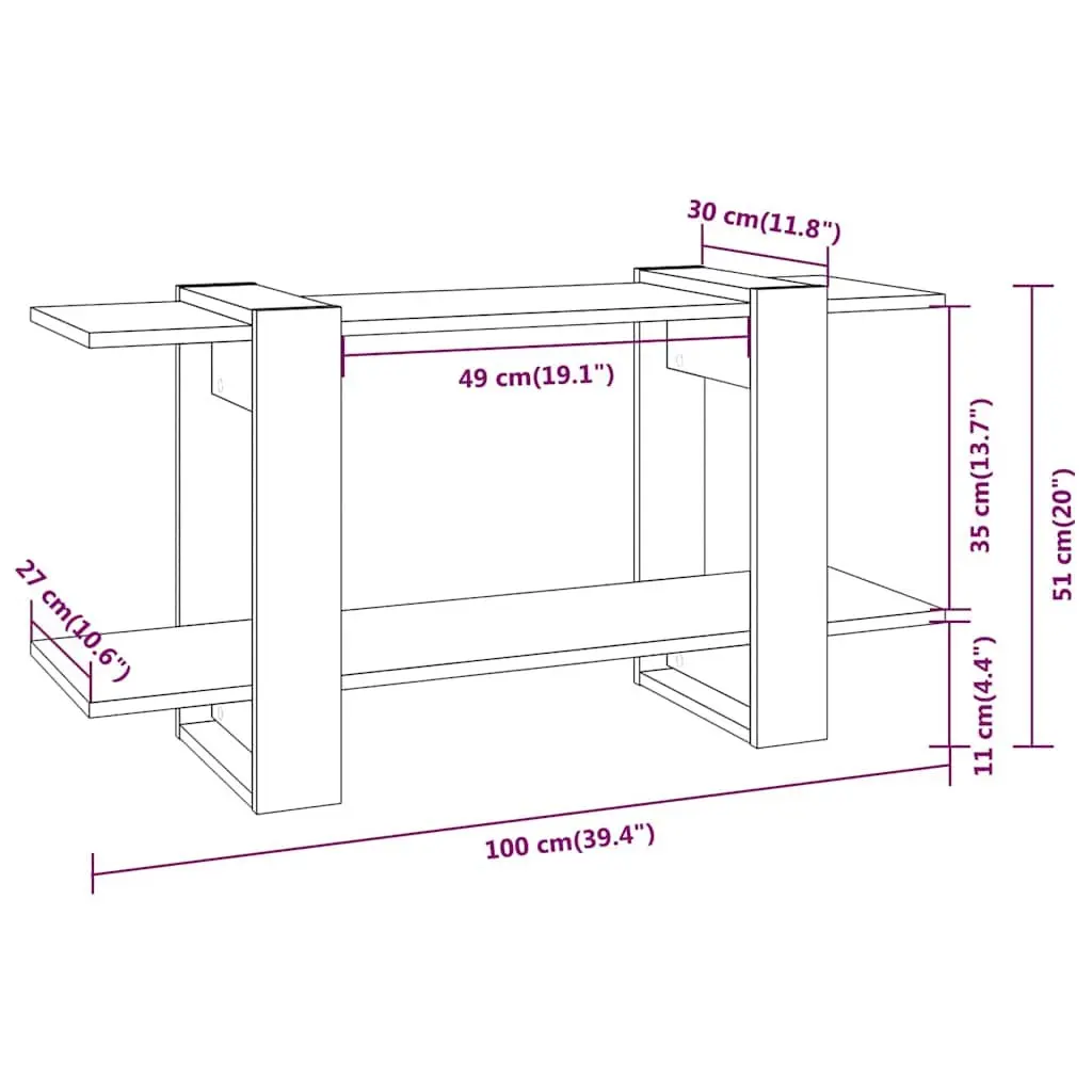 Book Cabinet White Engineered Wood 100 x 30 x 51 cm Storage Organizer