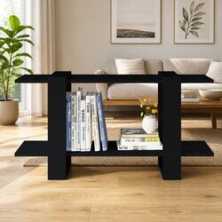 Black Engineered Wood Book Cabinet for Stylish Storage