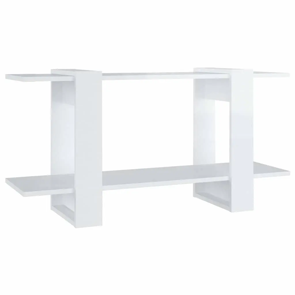 Book Cabinet High Gloss White 100W x 30D x 51H cm Engineered Wood Storage Organiser