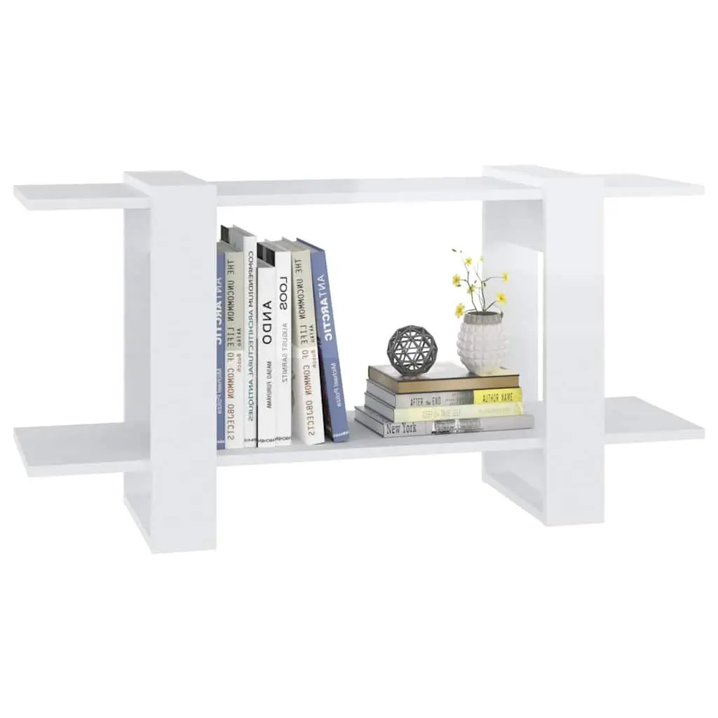 Book Cabinet High Gloss White 100W x 30D x 51H cm Engineered Wood Storage Organiser