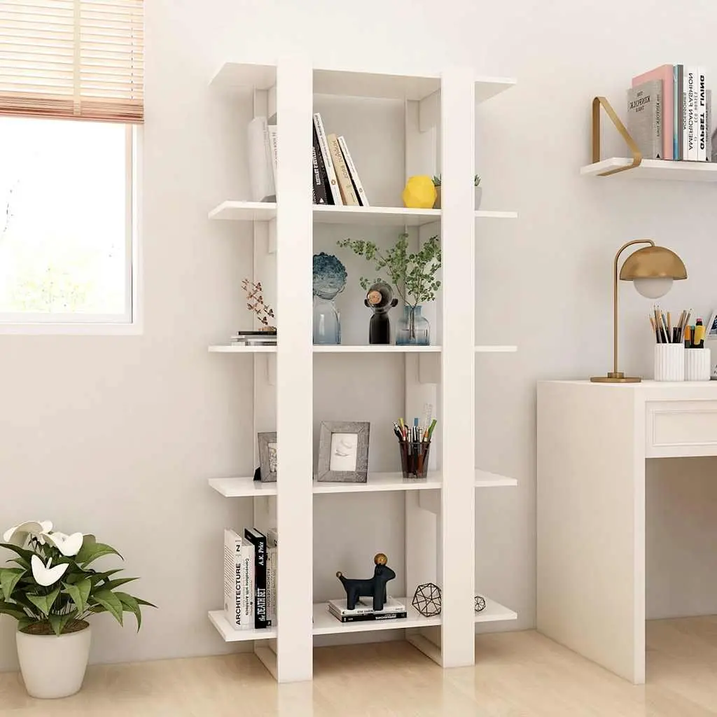 White Engineered Wood Book Cabinet Room Divider 80x30x160cm