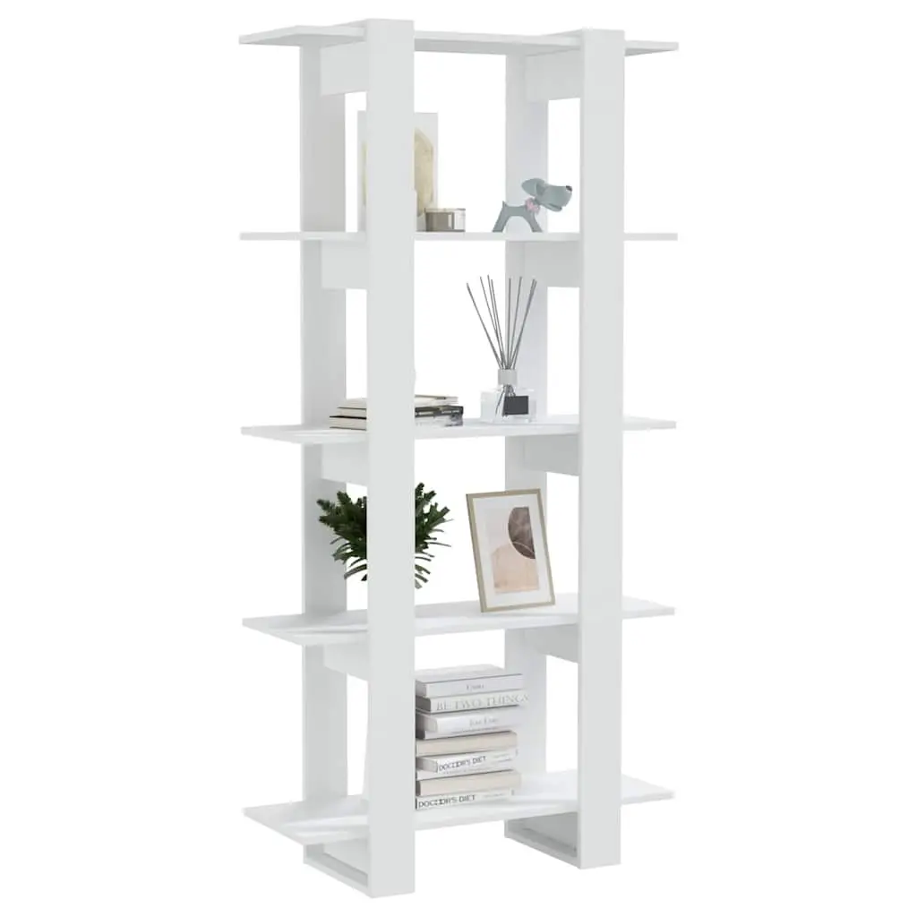 White Engineered Wood Book Cabinet Room Divider 80x30x160cm