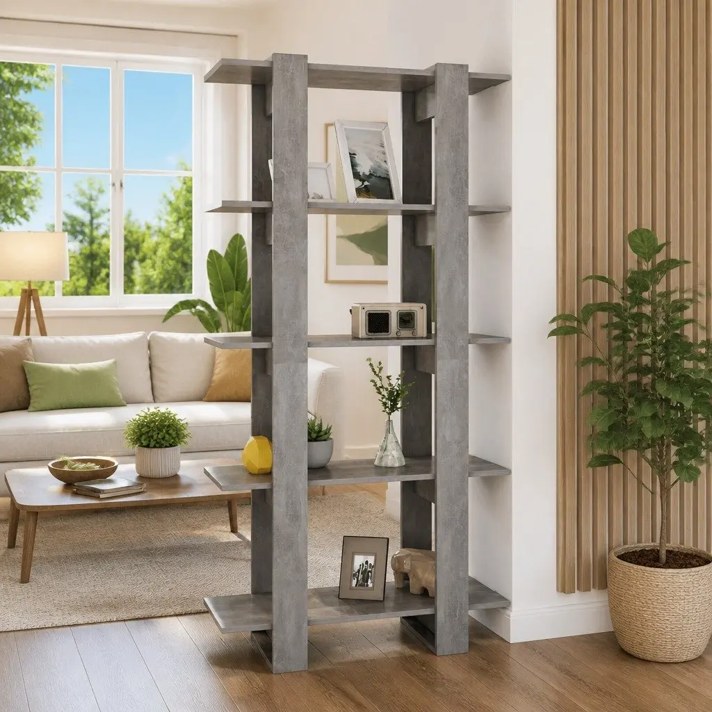 Grey Engineered Wood Book Cabinet Room Divider