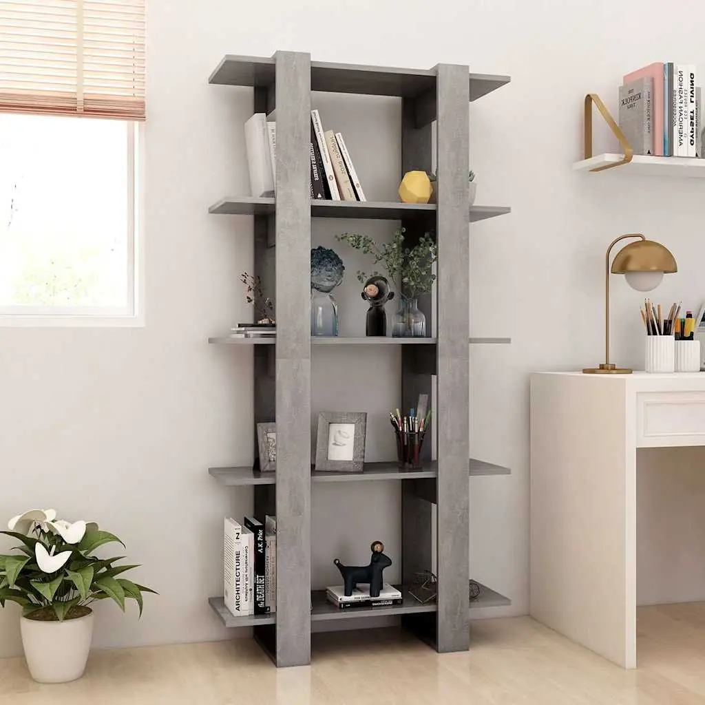 Grey Engineered Wood Book Cabinet Room Divider