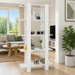 Elegant White High Gloss Book Cabinet and Room Divider