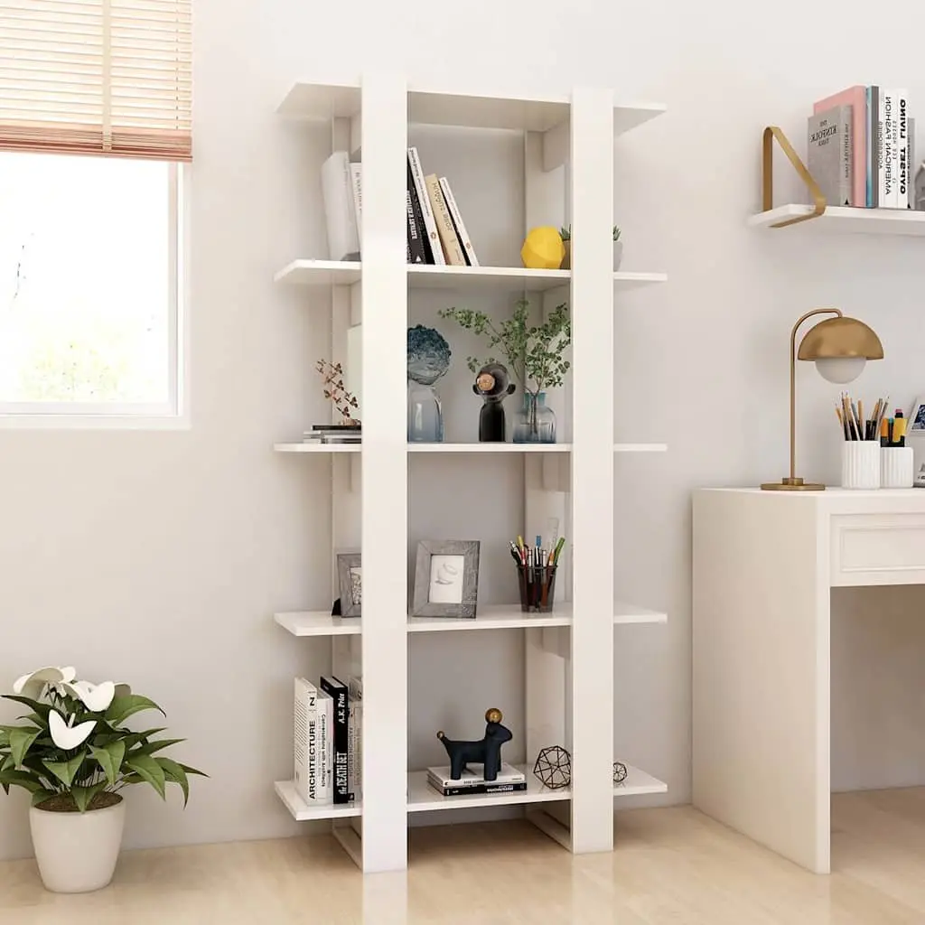 Book Cabinet High Gloss White 80x30x160cm Engineered Wood Room Divider Bookshelf
