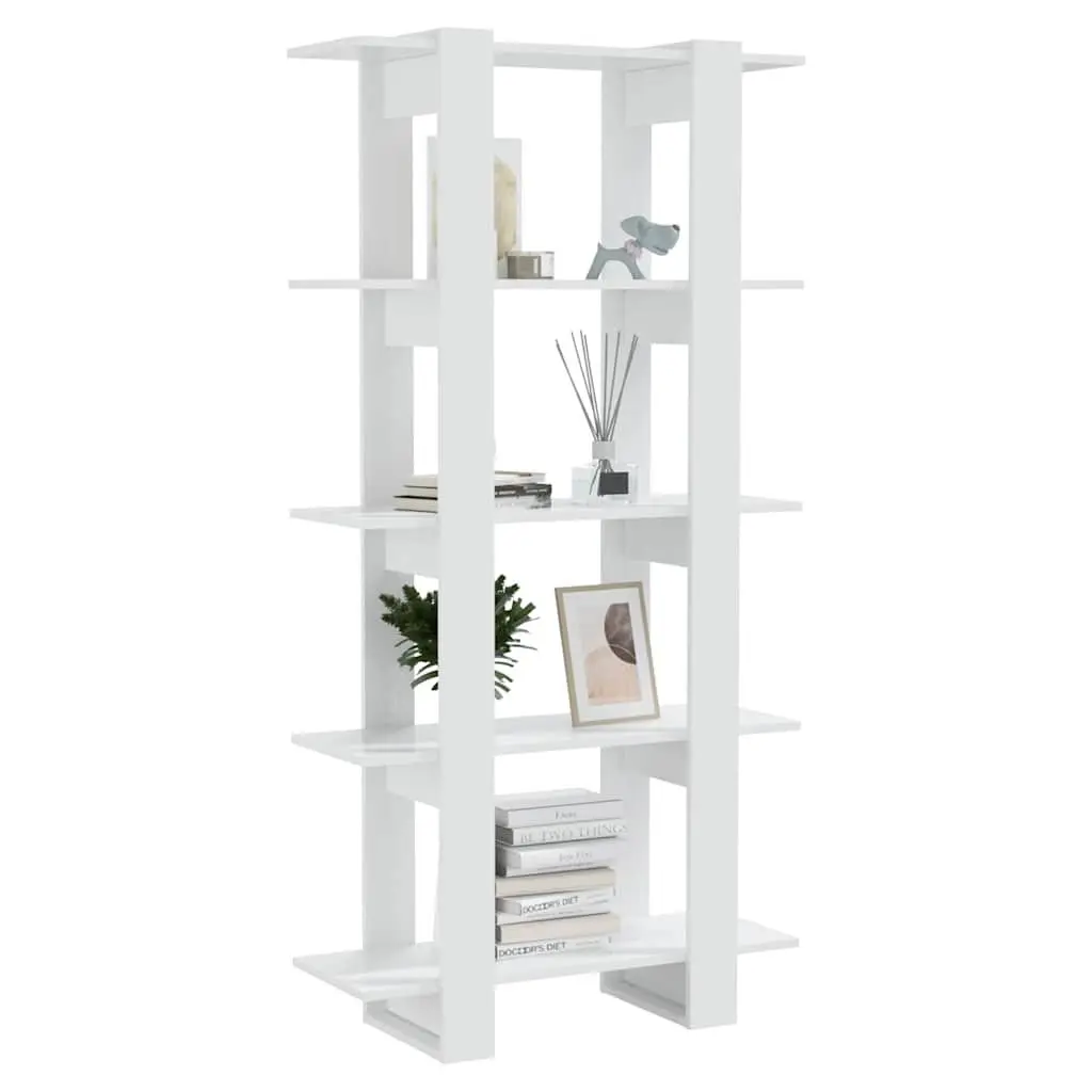 Book Cabinet High Gloss White 80x30x160cm Engineered Wood Room Divider Bookshelf