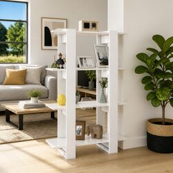 White Wooden Book Cabinet for Storage and Division