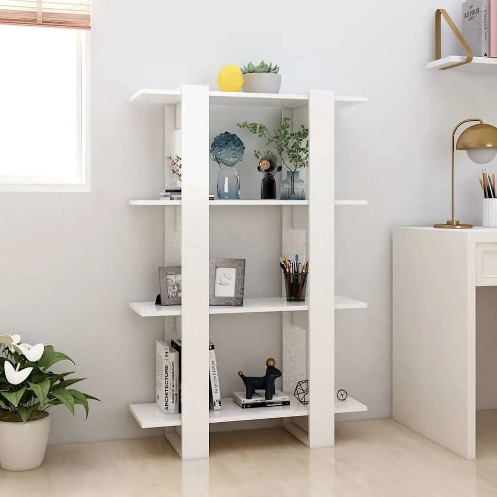 Wooden Book Cabinet White Room Divider Shelving Unit Storage Organiser 80W x 30D x 123.5H cm