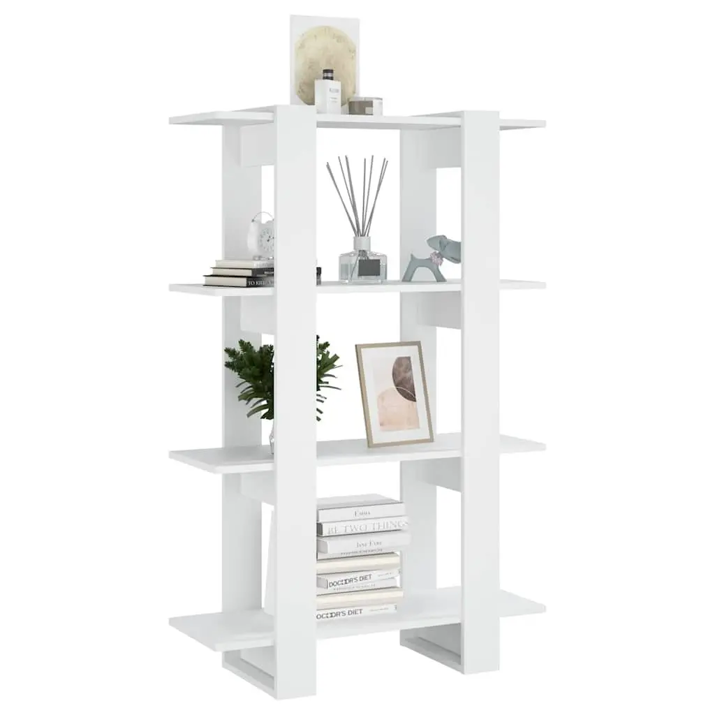 Wooden Book Cabinet White Room Divider Shelving Unit Storage Organiser 80W x 30D x 123.5H cm