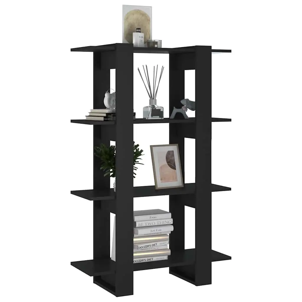 Wooden Book Shelf Room Divider Storage Organizer Black 80cm Wide 30cm Deep 123.5cm High