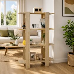 Brown Wooden Book Cabinet and Room Divider