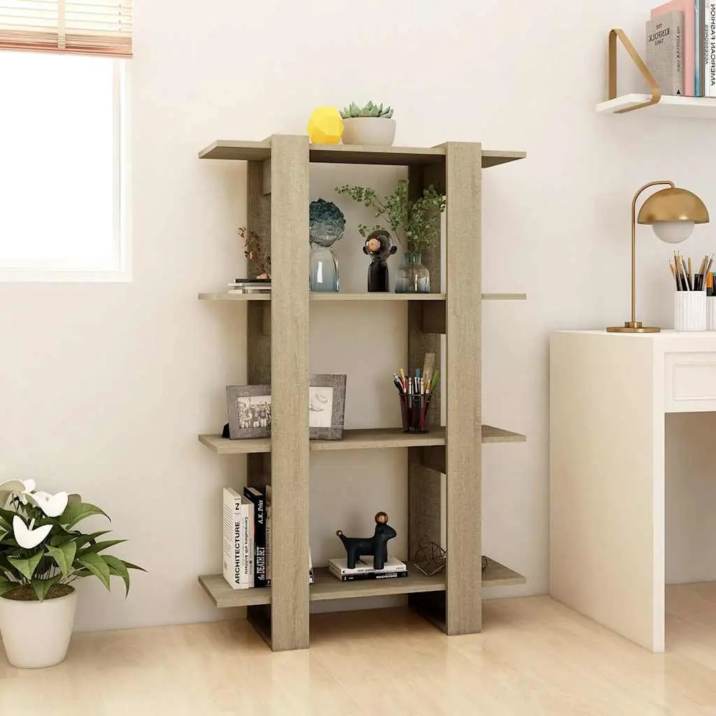 Wooden Book Cabinet Room Divider Bookshelf Storage Organiser Brown 80L x 30W x 123.5H cm