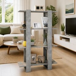 Grey Wooden Book Cabinet and Room Divider