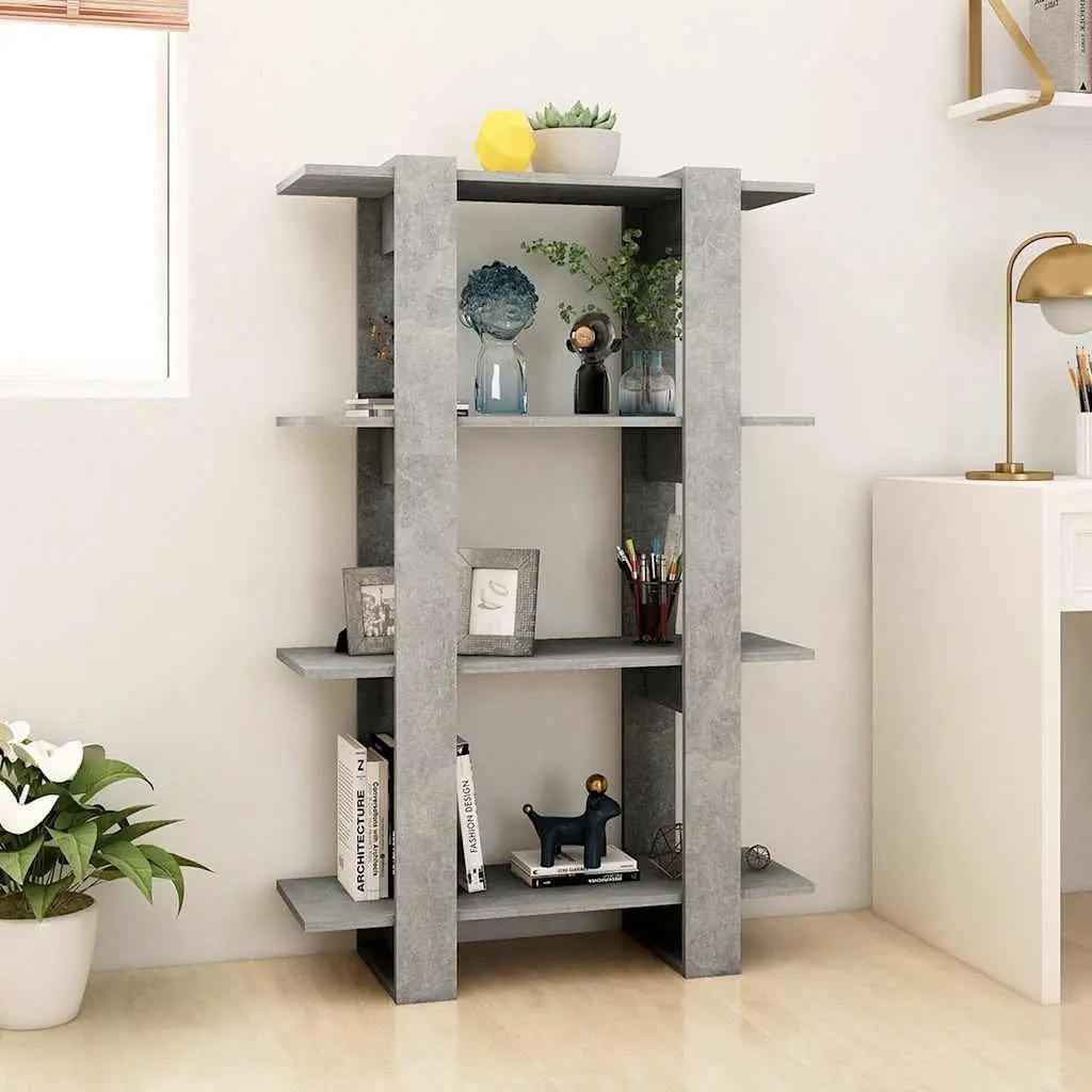 Book Cabinet Grey Wooden Shelving Storage Organiser Standing Shelf