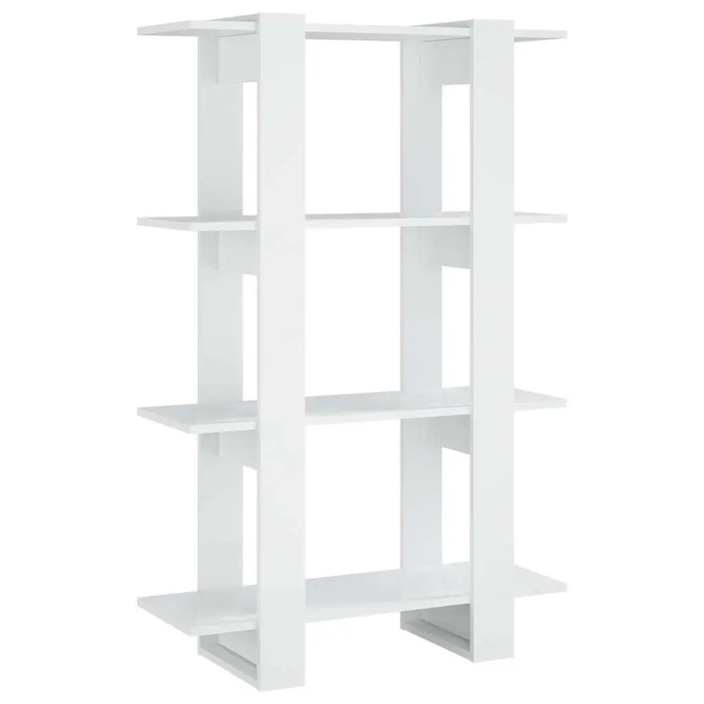 Book Cabinet High Gloss White Room Divider 80x30x123.5cm Wooden Storage Shelving Unit