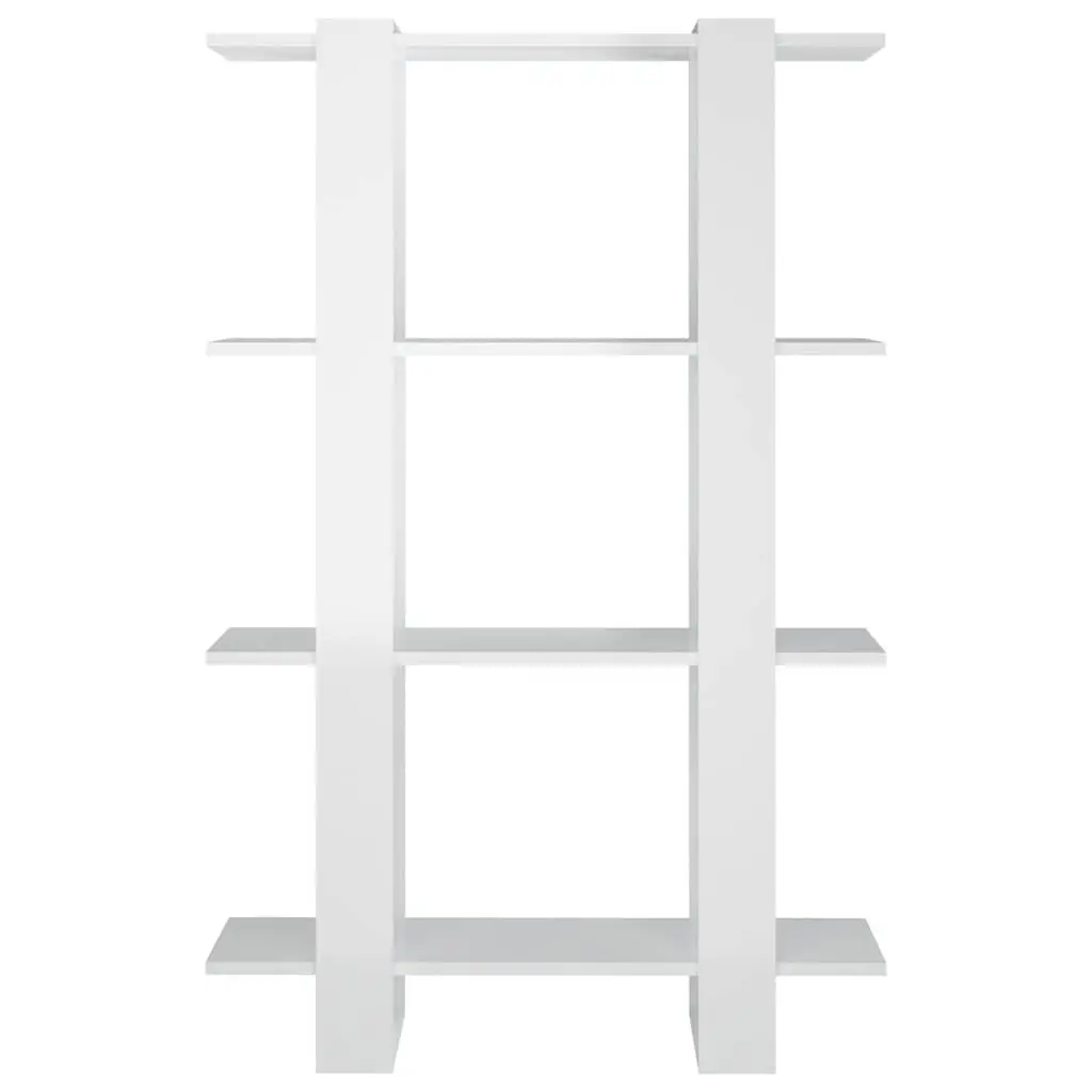 Book Cabinet High Gloss White Room Divider 80x30x123.5cm Wooden Storage Shelving Unit