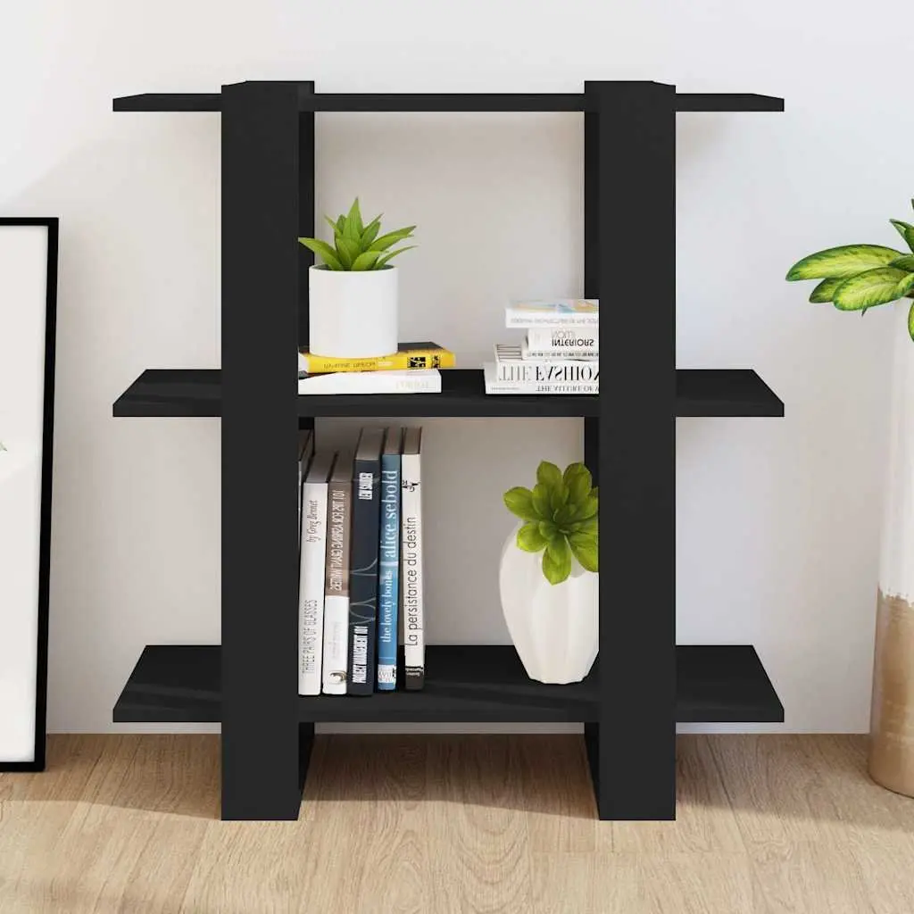 Wooden Bookcase Black Room Divider Storage Unit 80W x 30D x 87H cm