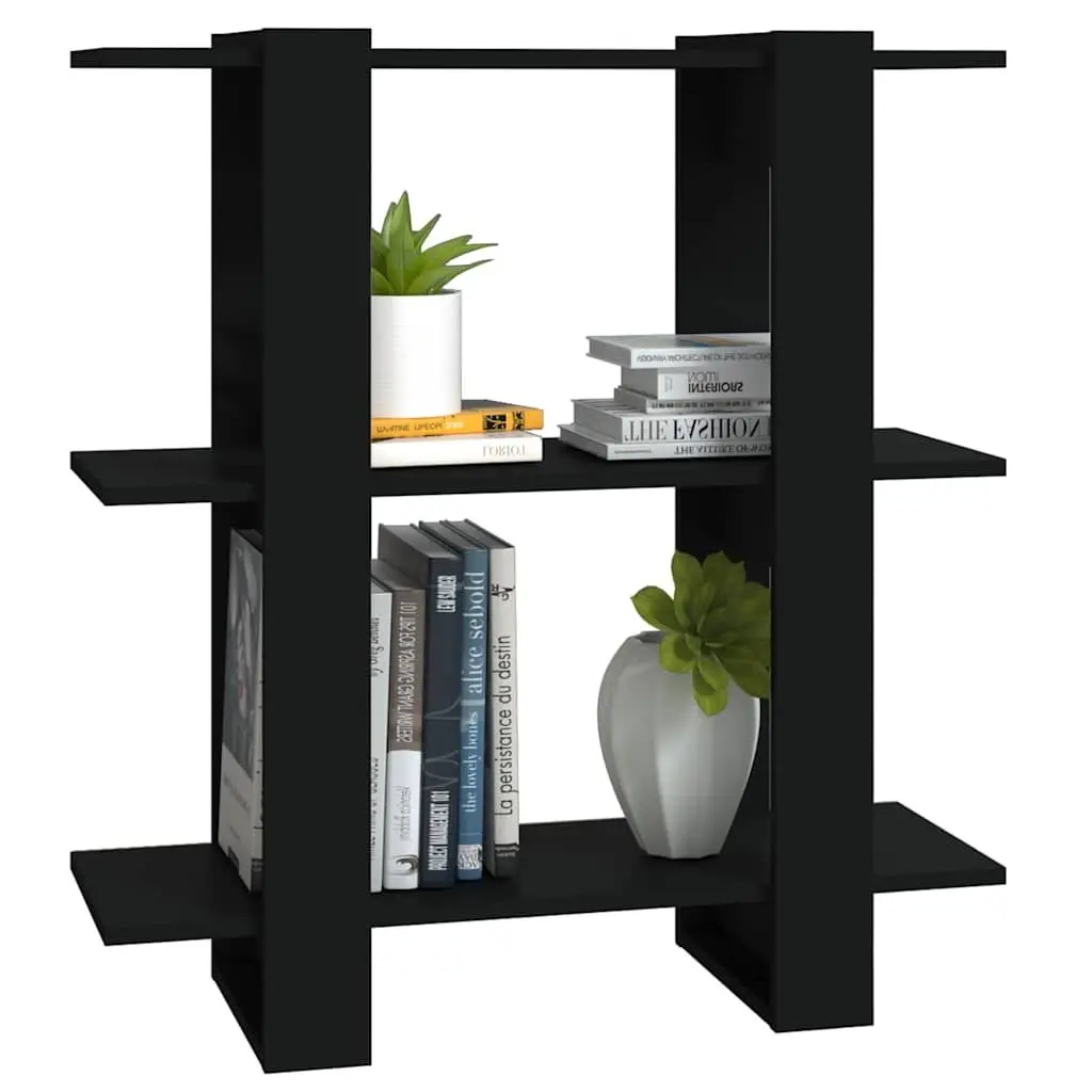 Wooden Bookcase Black Room Divider Storage Unit 80W x 30D x 87H cm