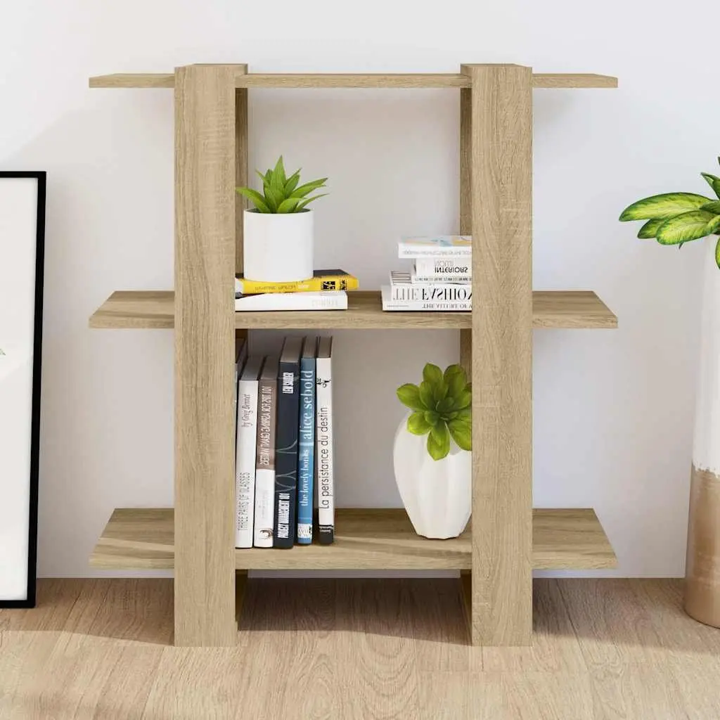 Book Cabinet Room Divider Wooden Shelf Storage Organizer Brown 80 x 30 x 87 cm