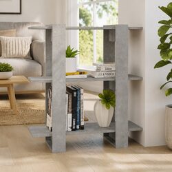 Grey Wooden Book Cabinet Room Divider 80x30x87 cm
