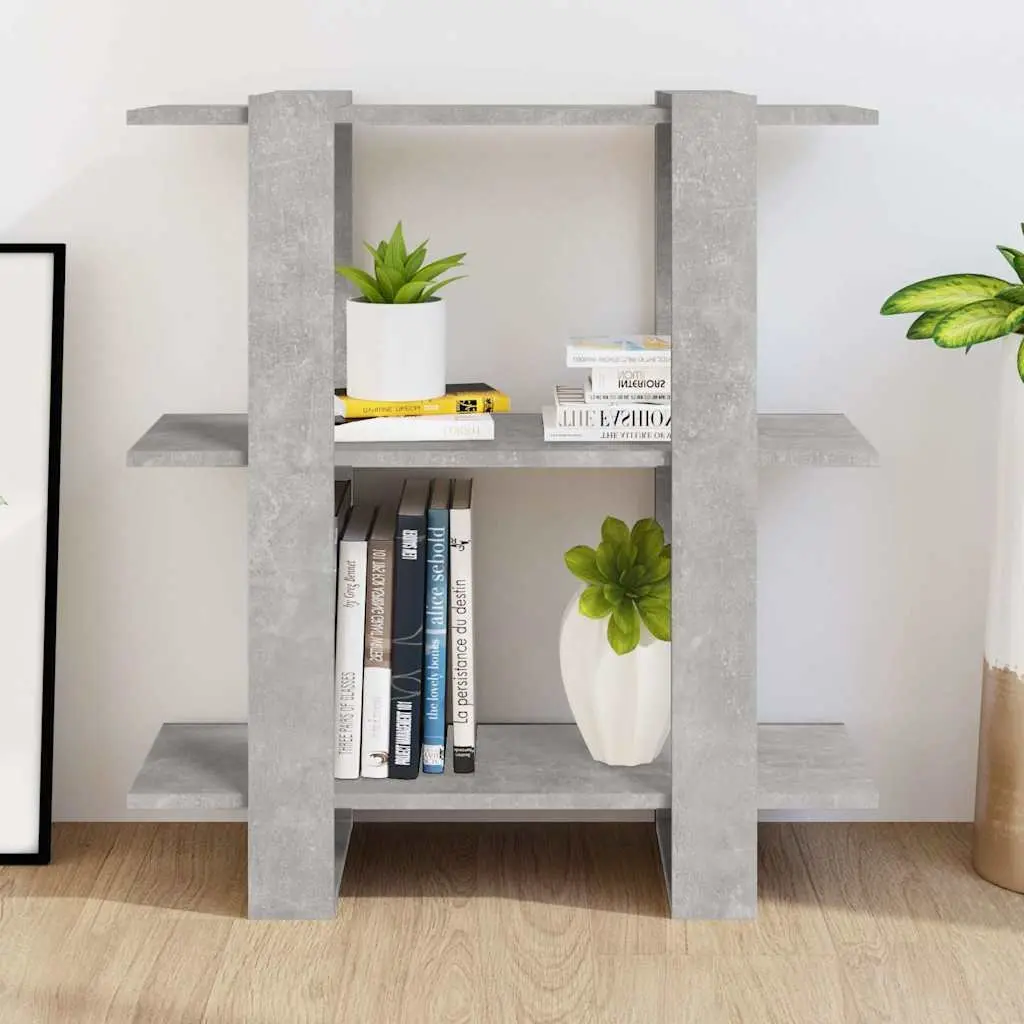 Wooden Storage Unit Room Divider Grey Bookshelf 80x30x87cm