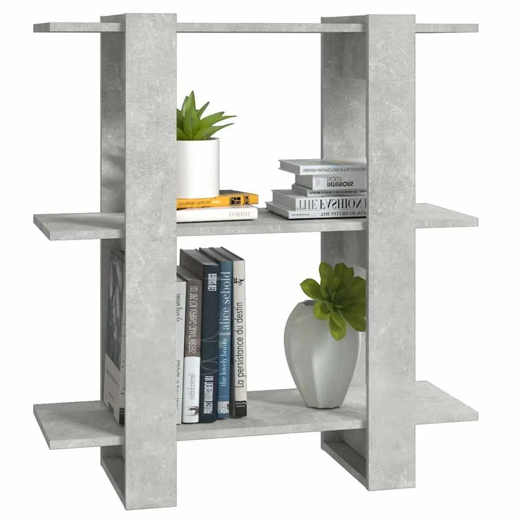 Wooden Storage Unit Room Divider Grey Bookshelf 80x30x87cm