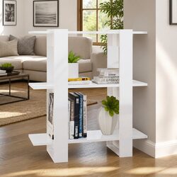 Stylish White High Gloss Book Cabinet Room Divider