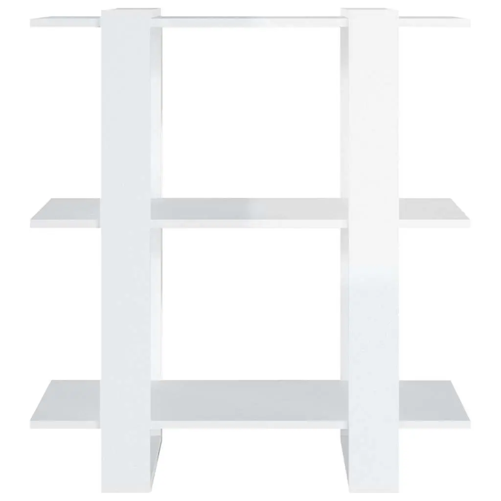 Wooden Bookcase High Gloss White Room Divider Storage Shelving 80W x 30D x 87H cm