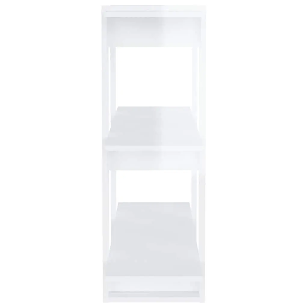 Wooden Bookcase High Gloss White Room Divider Storage Shelving 80W x 30D x 87H cm