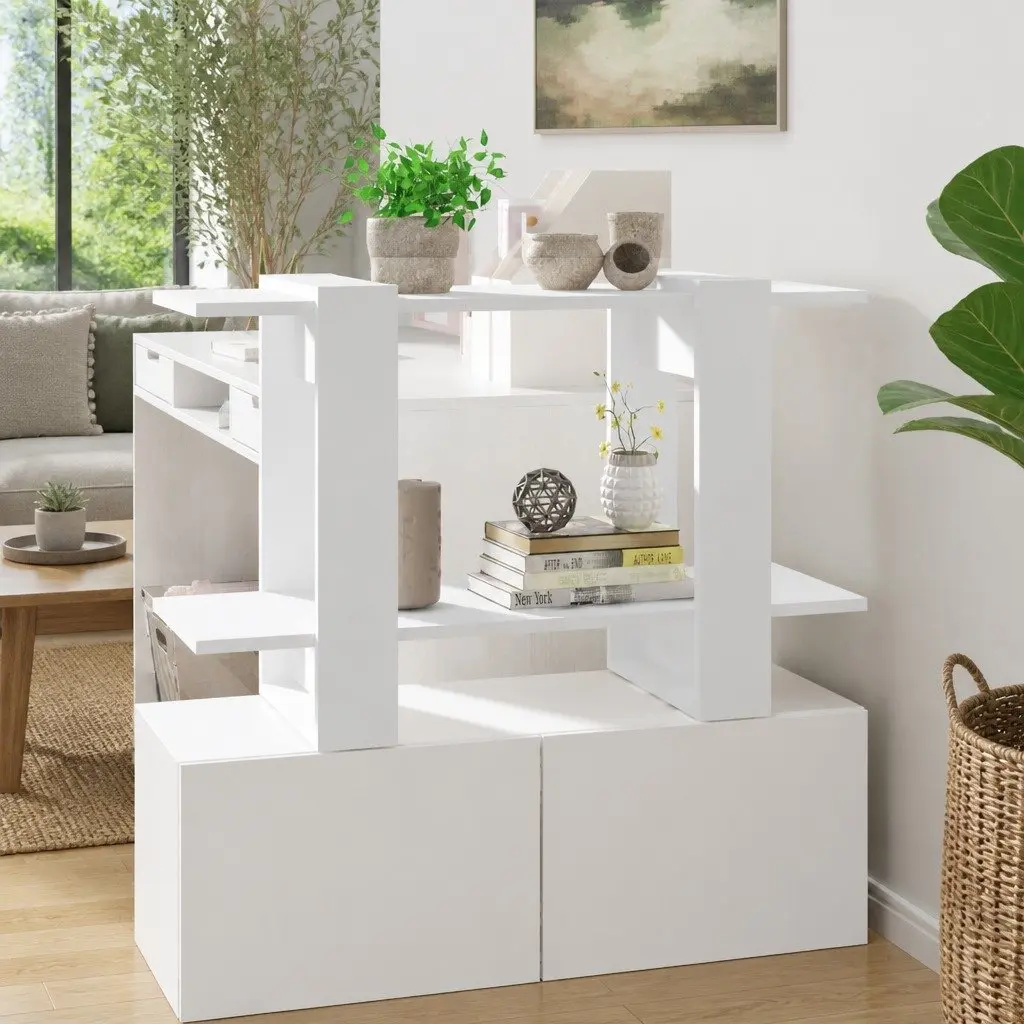 Book Cabinet White Standing Shelf Storage Organiser Room Divider 80x30x51cm